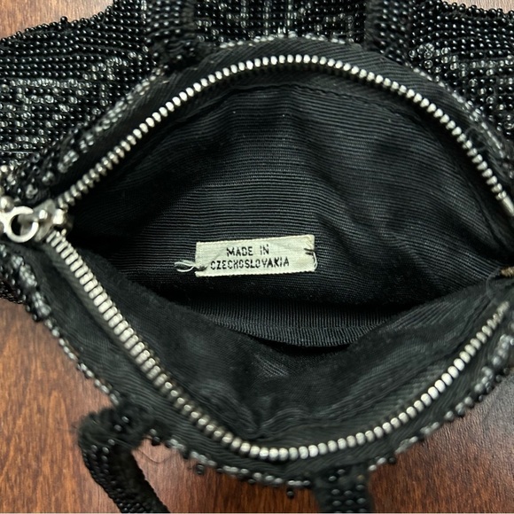 Vintage Black Beaded Mini Handbag, Hand Beaded in Czechoslovakia - Picture 7 of 11